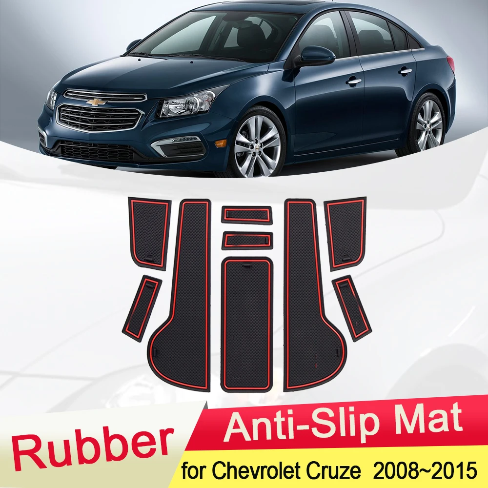 for Chevrolet Cruze Holden J300 2008~2015  Rubber Anti-slip Mat Door Groove Cup pad Gate slot Coaster Interior Car Accessories