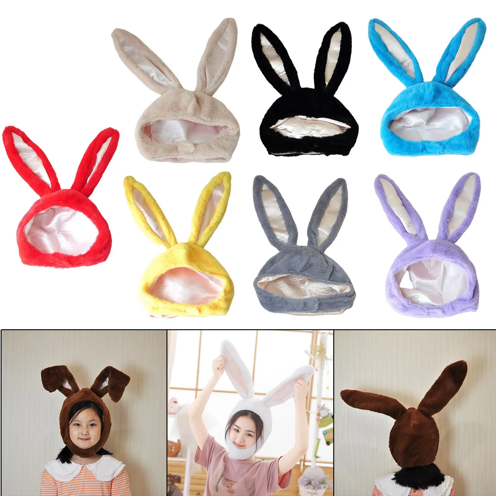 Rabbit Hat Moving Ears Cute Cotton Soft Plush Head Winter Props Costume Party Shine Earflaps Funny Hat Birthday Gift Hat Cap