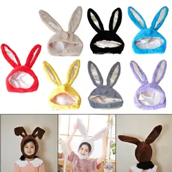 Cute Rabbit Hat Moving Ears Warm Soft Cotton Plush Head Winter Props Costume Party Earflaps Funny Hat Birthday Gift for Girls