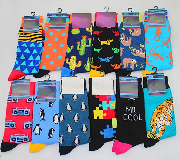 Hot Mens sock Brand Diamond Ramen Astronaut Pattern Hip hop Cool Socks for Men Winter Thick Long Skate Funny Socks Colorful