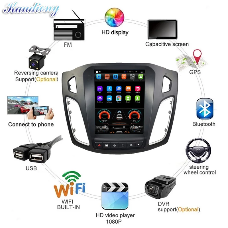 Kaudiony Android 11 For Ford Focus Car Dvd Multimedia Player Auto Radio Automotivo GPS Navigation 4G DSP Stereo WIFI 2012-2018