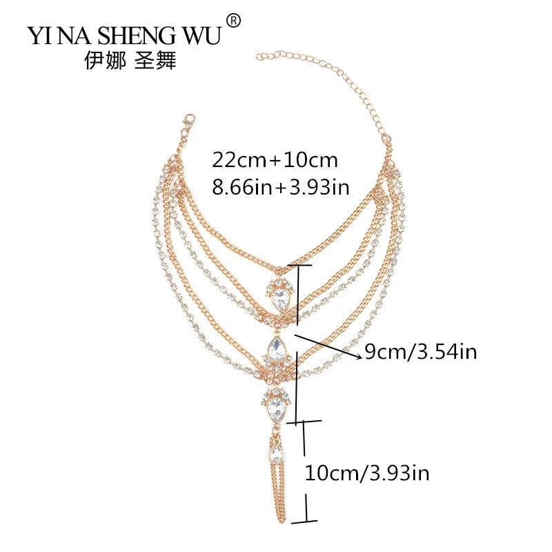 새로운 패션 섹시한 다층 발톱 체인, 발 체인 라인석 밸리 댄스 액세서리 구두 크리스탈 워터 드롭 펜던트 비치 1 개