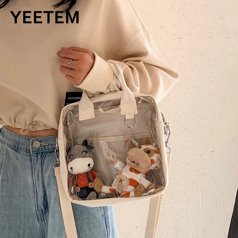 

Japanese Cute Bag Doll Transparent ITA Bag Large Capacity Canvas Bag 2021 New Girl Messenger Bag Satchels Fashionable Purses