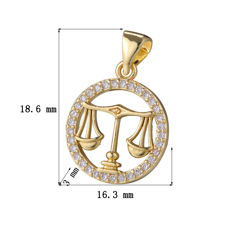 10 Pcs\lot DIY 12 Constellations Necklace Pendants Cubic Zirconia Mosaic Charm Pendant Jewelry Accessories For Necklaces Making