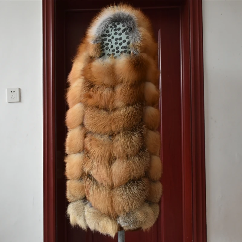 Winter Red Fox Fur Vest Female Real Long Women Red Fox Fur Waistcoat Natural Fox Fur Waistcoat Long