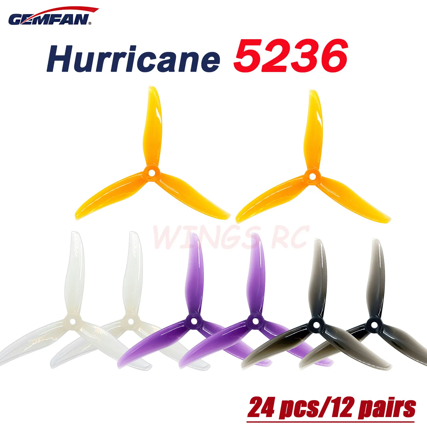 24 stücke/12 pairs Gemfan 5236 5 zoll 3 klinge/tri-klinge Propeller Props CW CCW Bürstenlosen motor FPV Propeller für FPV Racing Drone