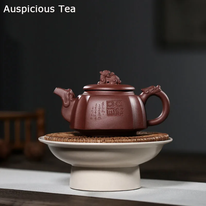 

300ml Authentic Yixing Handmade Tea Pot Hand-carved Purple Clay Teapot Kettle Boutique Teaware Tie Guanyin Chinese Tea Ceremony