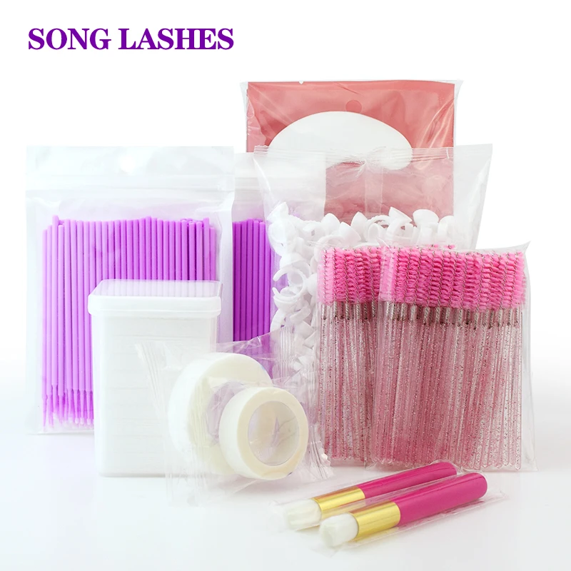 

SONG LASHES Wipe Clean Cotton Eyelash Brush Eyepach Tape glue ring for eyelash extensions make up tool cleaner