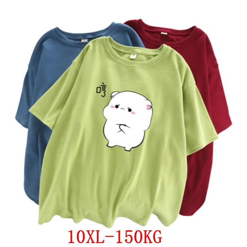 Duży rozmiar damski T-shirt duży rozmiar 7XL 8XL 9XL 10XL letni okrągły dekolt z krótkim rękawem luźny czarny i biały czerwony duży T-shirt top