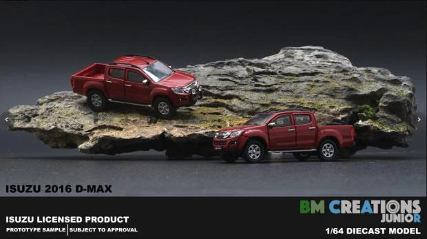 New BM Creations JUNIOR 1/64 Scale inIsuzuu 2016 D-MAX Pickup truck Orange Red Mini size Diecast Alloy Car For Collection Gift