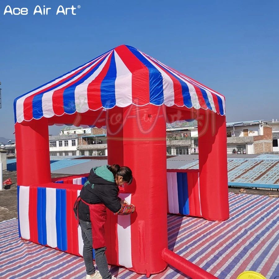 2022 High Quality Square Inflatable Kiosk Booth Ice Cream Concession Tent Stand Carnival Treat Shop For Candy Sale Made In China