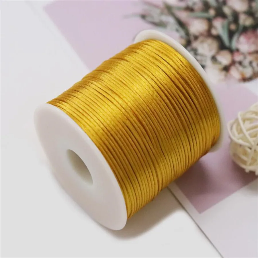 1MM Gold Nylon Chinese Satin Silk Knot Cord Rattail Thread Necklace Macrame String Jewelry Findings Beading Rope #93