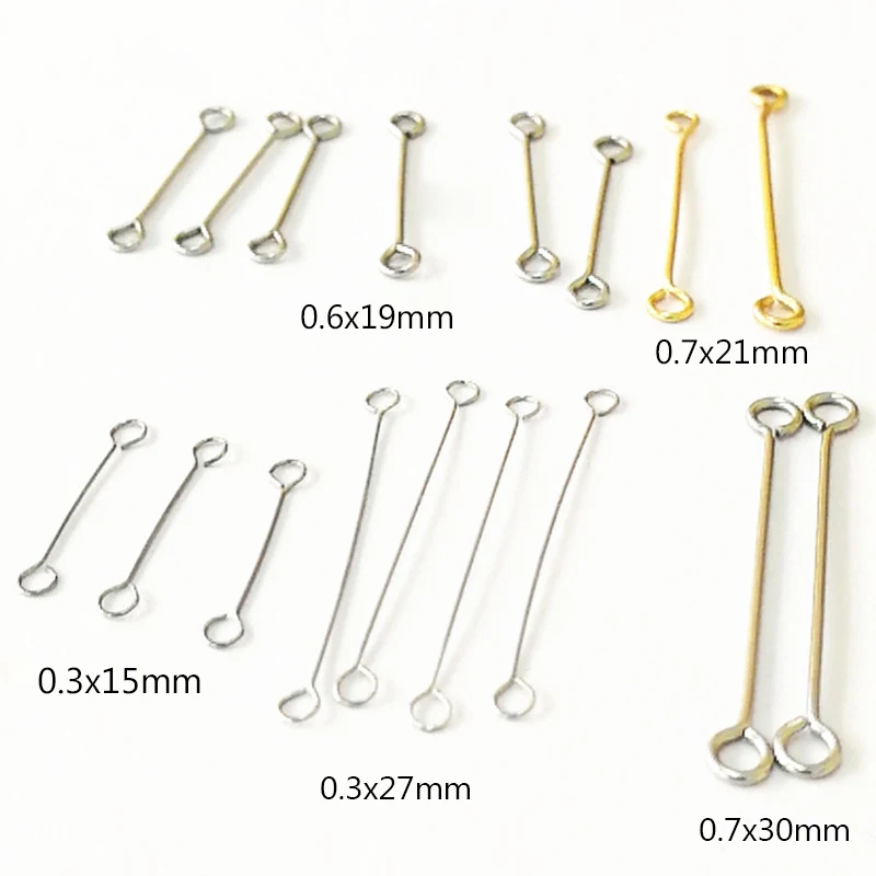 50PCS/Lot Stainless Steel Nine Words Needle For Earrings DIY Making Earrings Handmade Connector Accessories