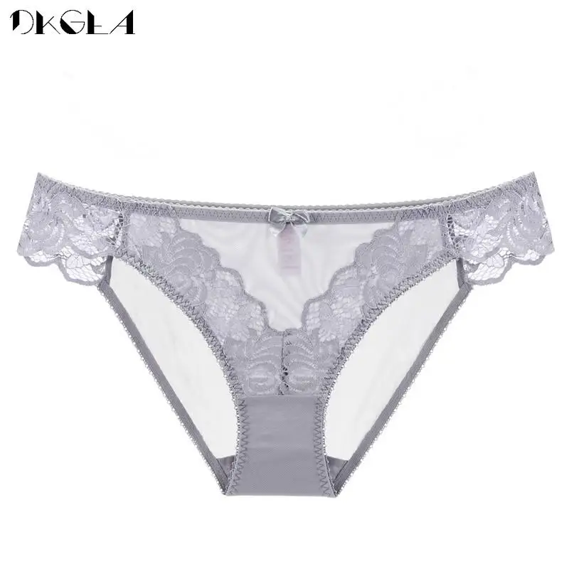 Hot Low Waist Sexy Briefs Female Lingerie Transparent Panties Lace Embroidery Floral Underwear Black Women Underpants S M L XL