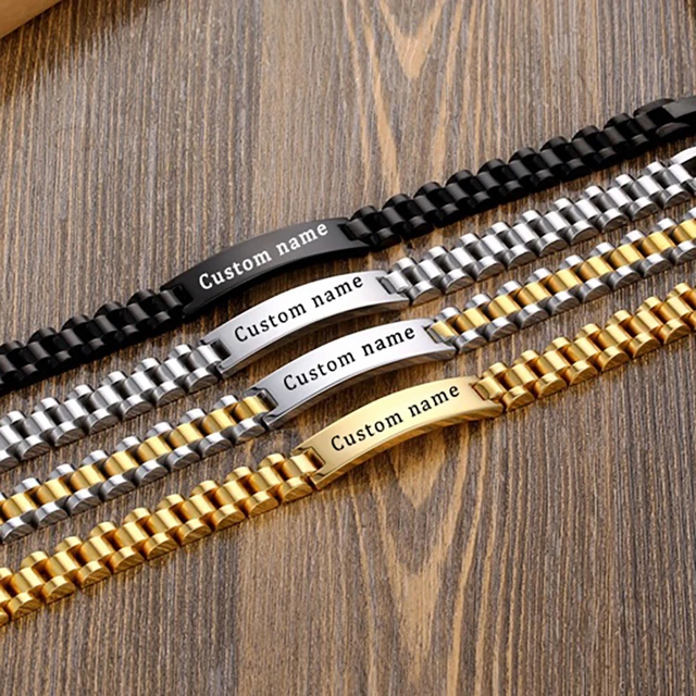 Metal name bracelets hot sale