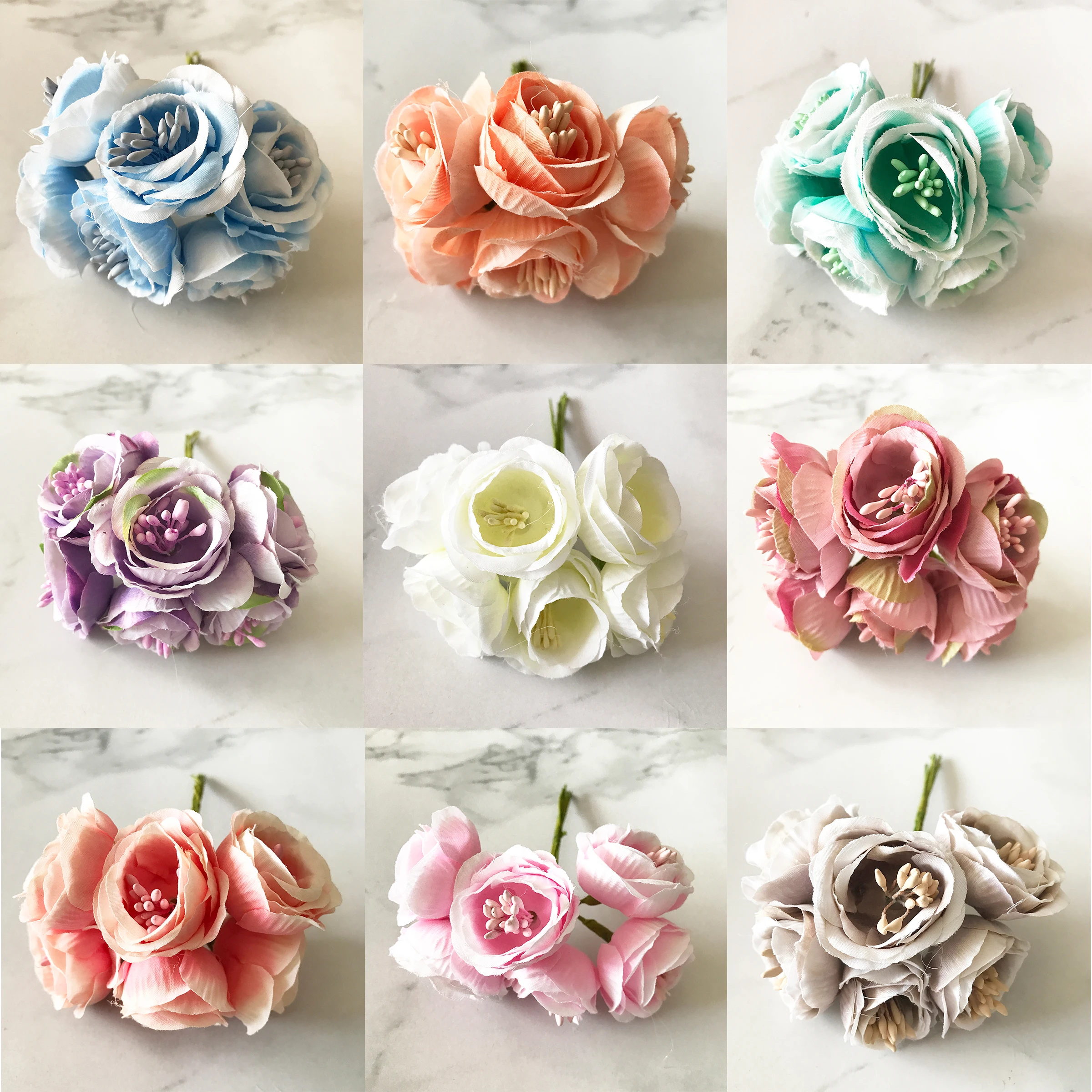 6pcs/bundle silk tea buds roses stamen scrapbooking diy christmas garland home wedding decoration accessories artificial flowers