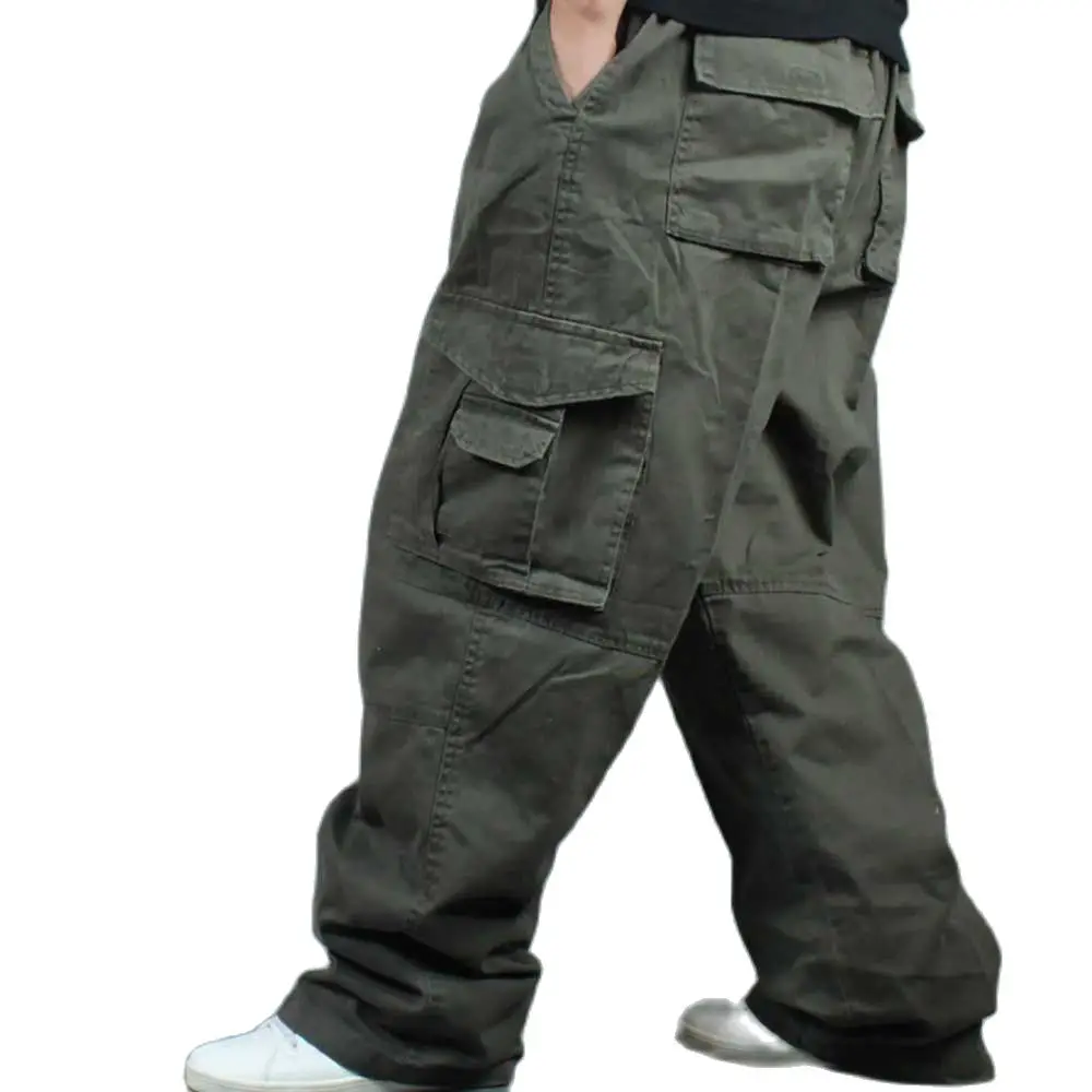 Wide Leg Hip Hop Pants Men Casual Cotton Harem Cargo Pants Loose baggy Trousers Streetwear Plus Size Joggers Men Clothing images - 6