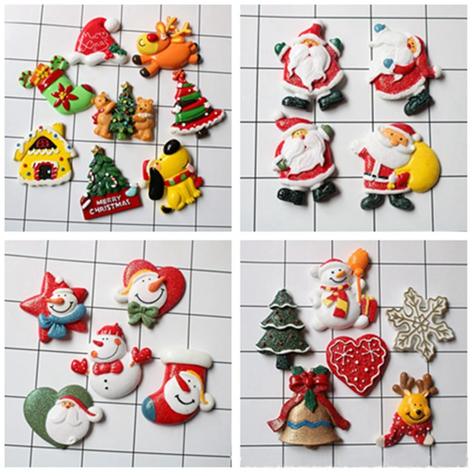 50pcs/lot Big Christmas tree snowman 3D resin patch for diy fridge magnet phone hair accessories wholesale