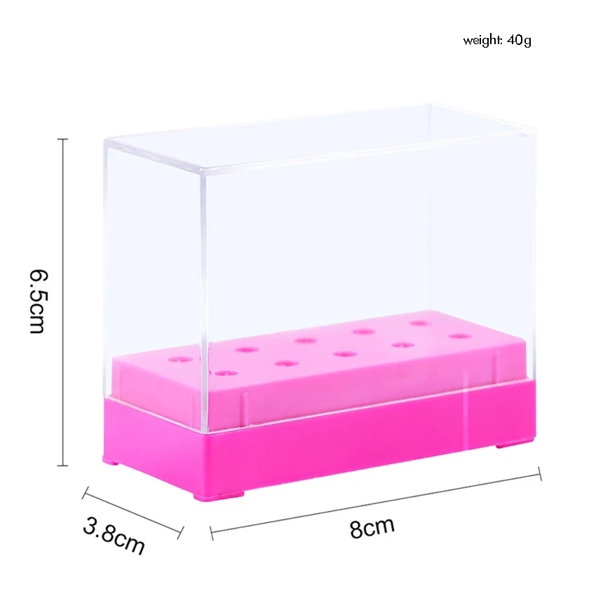 เจาะเล็บ Bits Holder กันฝุ่นเจาะเล็บ Bits กล่องขาตั้งขาตั้งคอนเทนเนอร์7/ 10หลุมที่ว่างเปล่ากล่อง,2สี