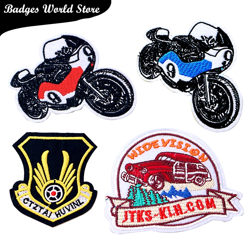 

Cartoon Decorative Punk Patch Motorcycle racing icon Embroidered Applique Patches For DIY Iron on Badges Stickers on the clothes