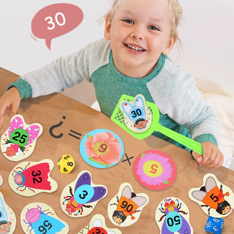 Preschool Educational Toys Multiplication Words Learning Game Fly Swatting English Learning Card Mind Agility Game Children Toys