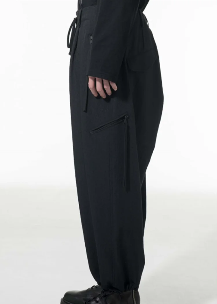 

Новый стиль молодых мужских брюк со средней талией и девять минут, модные повседневные брюки, однотонные брюки, свободные спортивные брюки с манжетой и веревкой