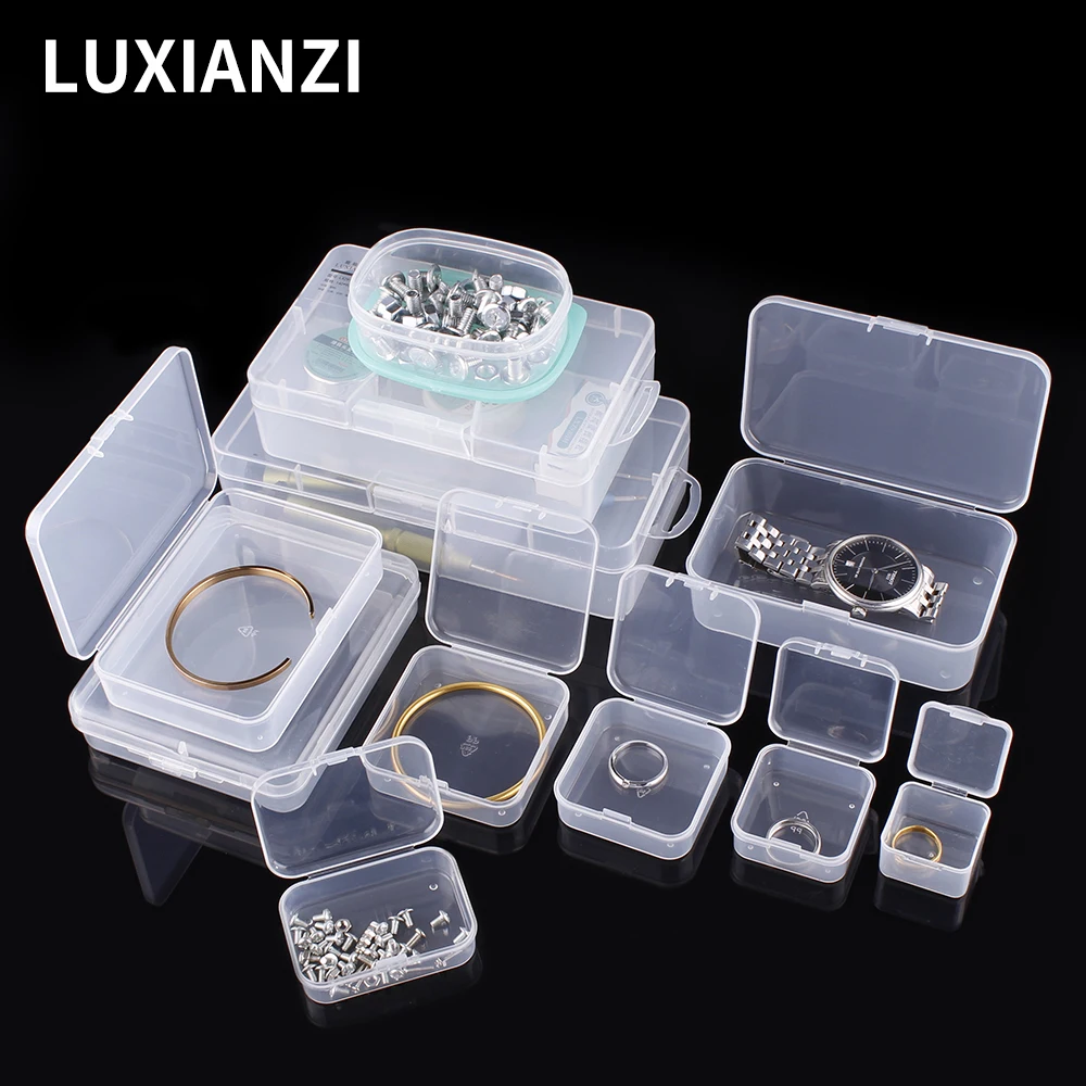 LUXIANZI Portable Plastic Organizer Case Transparent Parts Hardware toolbox Jewelry Hand Account Cosmetics Storage Tool Box