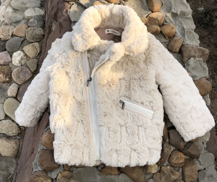 winter new children's clothing boys and girls rabbit fleece fur coat motorcycle  baby