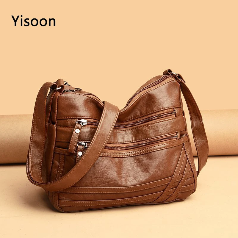 

Women Leather Shoulder Handbag Roomy Multiple Pockets Bag Ladies Crossbody Purse Fashion Tote Top Handle Satchel