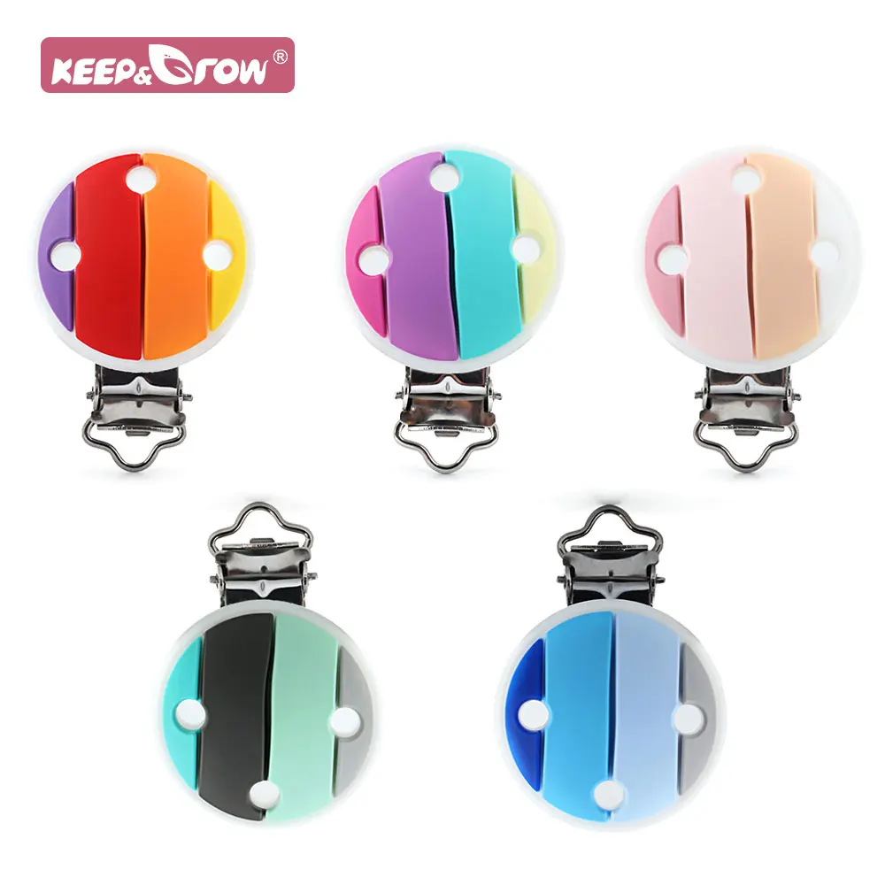 

20pcs Rainbow Baby Pacifier Clip Wholesale DIY Newborn Nipple Chain Teether Food Grade Silicone Baby Pacifier Dummy Holder Clips