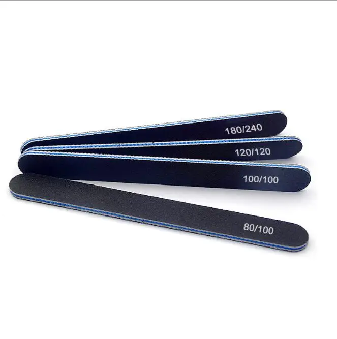 200 Pcs Black Straight Nagelvijlen Blauwe Kern Nail File Buffer Nail Tool Professionele Nagelvijl Sapphier Bestand