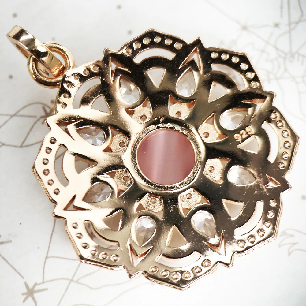 Pendant Pink Lotus Flower Fashion Jewelry Real 925 Sterling Silver Europe Style Accessories Gift For Women Girls