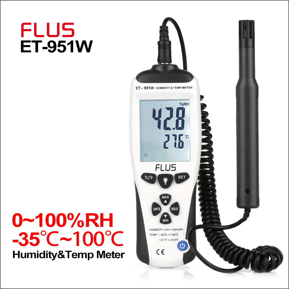 

FLUS Humidity Temperature Thermometer Digital Handheld Portable Non-contact LCD Display Hygrometer Hunidity Temp Meter