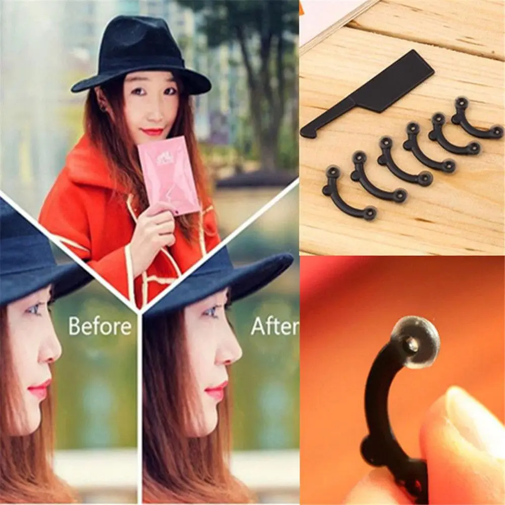 6pcs/set Nose Clip Corrector Massage Tool Nose Up Lifting Shaping Clip Clipper Shaper Bridge Straightening Women Girl Nose Massa