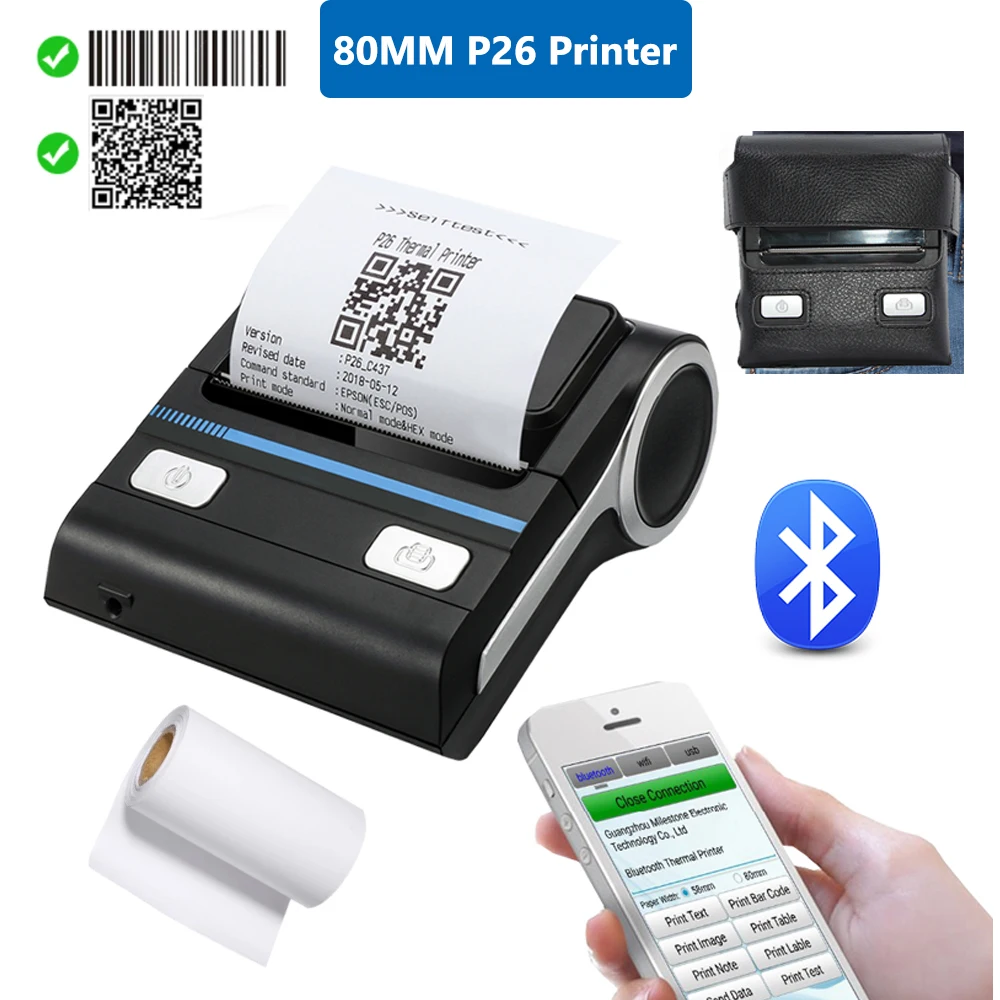 

Android Thermal Printer 80mm 3 Inch Portable Bluetooth Android POS Computer Receipt Bill Printet for Retail Small Business