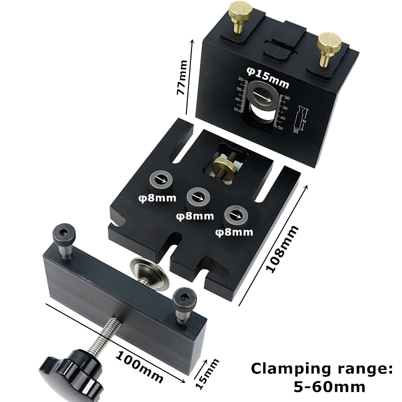 มัลติฟังก์ชั่ไม้ Doweling Jig ชุดปรับเจาะท่องเที่ยว Puncher Locator สำหรับเฟอร์นิเจอร์เชื่อมต่อช่างไม้เครื่องมือ