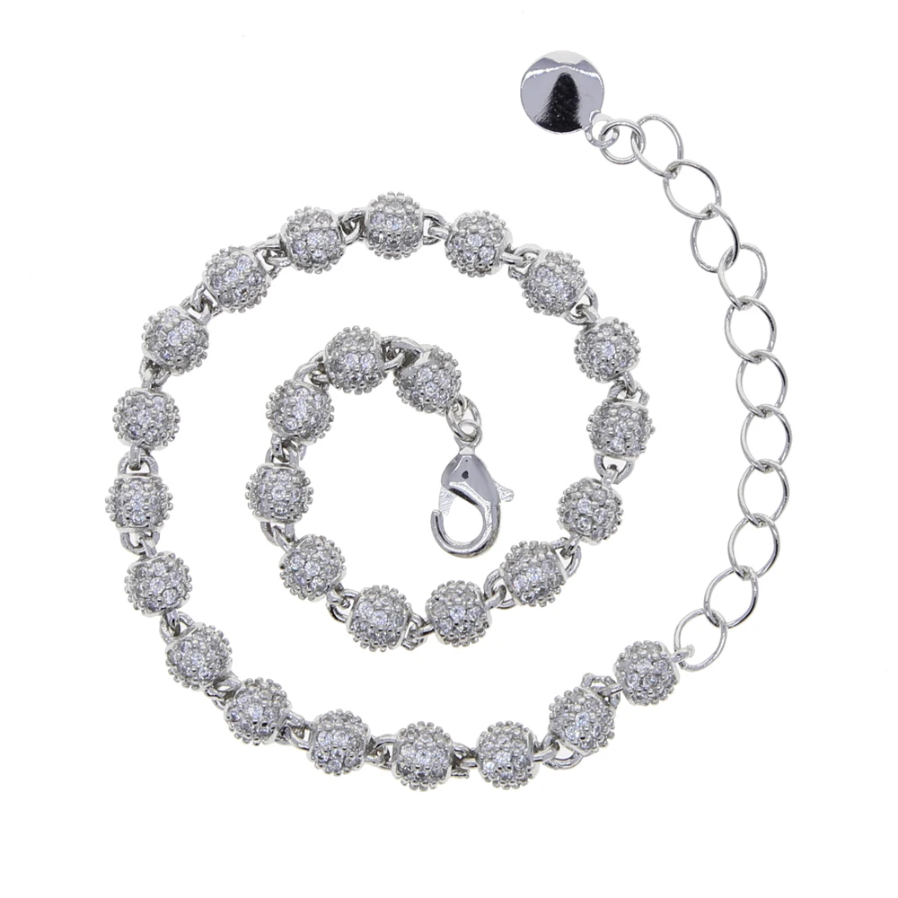 Gold Silver Color 5mm Round Ball Miami Cuban Bracelet Micro Paved Cubic Zircon Cuban Bracelet Mens Women Hip Hop Jewelry view 2
