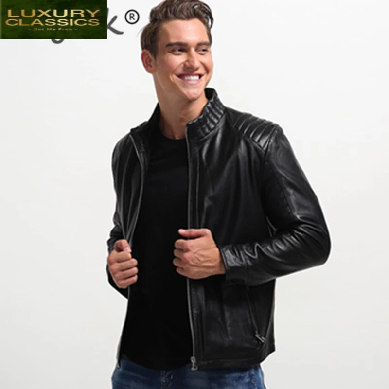 

Genuine Natural Streetwear 100% Leather Jacket Men Autumn Spring Clothing 2021 Moto Biker Real Sheepskin Coat Jackets LW