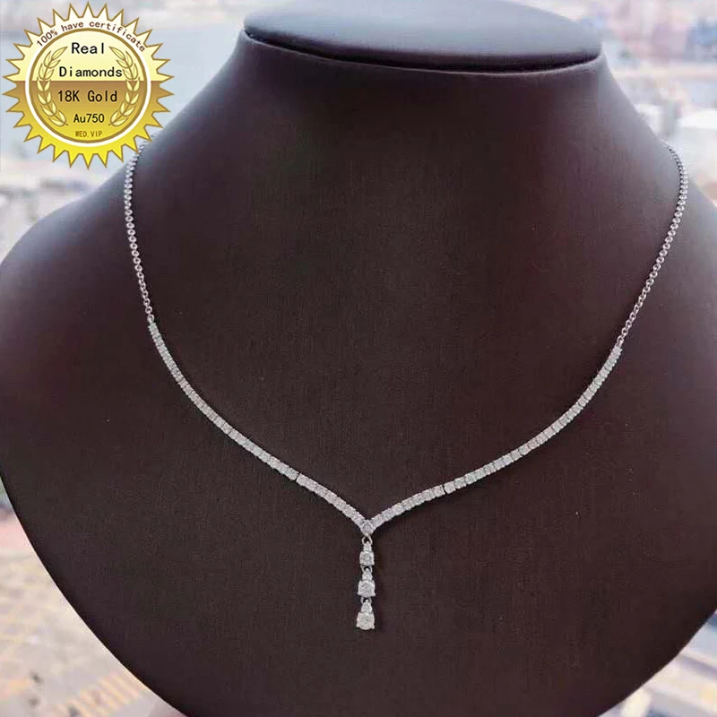 

100% 18K white gold natural diamond necklace all use 1.5ct diamond and have certificate