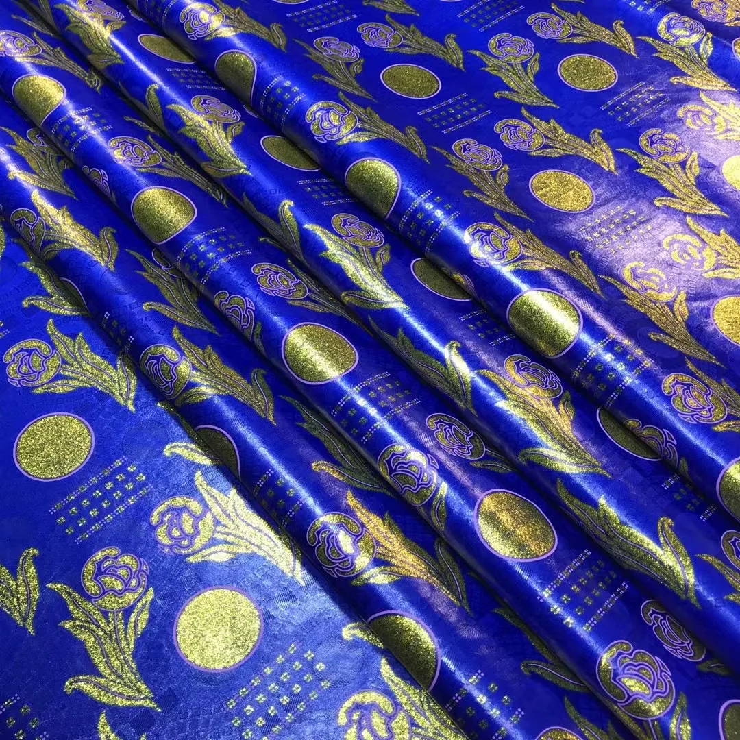 Multicolor Shining African Fabric Damask Bazin Riche Fabric For Women Basin Riche Guinea Brocade Jacquard Fabric 5Yards Sewing