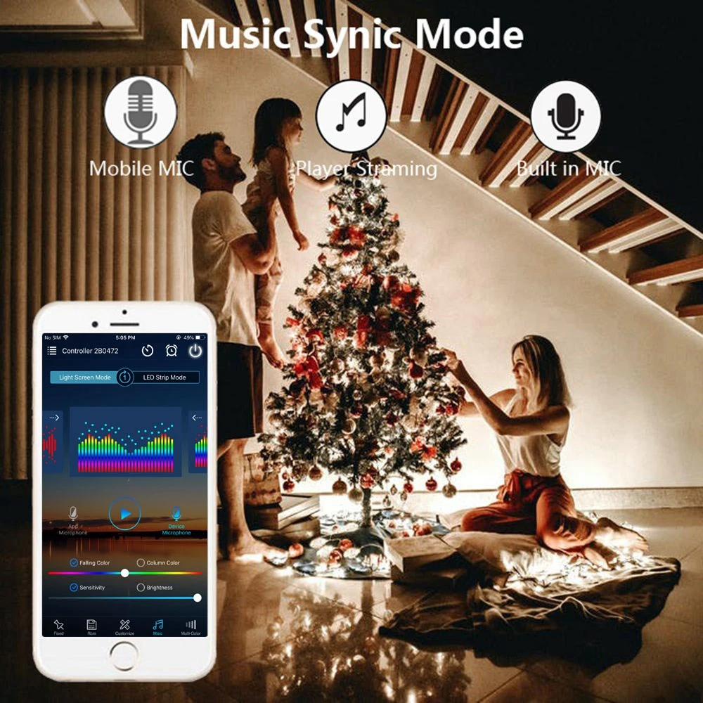 Luces de Navidad de Color de ensueño, cadena de iluminación LED WS2812B direccionable individualmente, módulo LED RGBIC, controlador de música USB