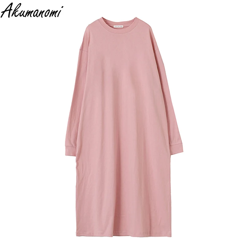 Plus Size Autumn Maxi Long Cotton Dresses For Women Black Pink Red Khaki Long Sleeve 4xl 5xl 6xl Casual Loose Oversized za Dress