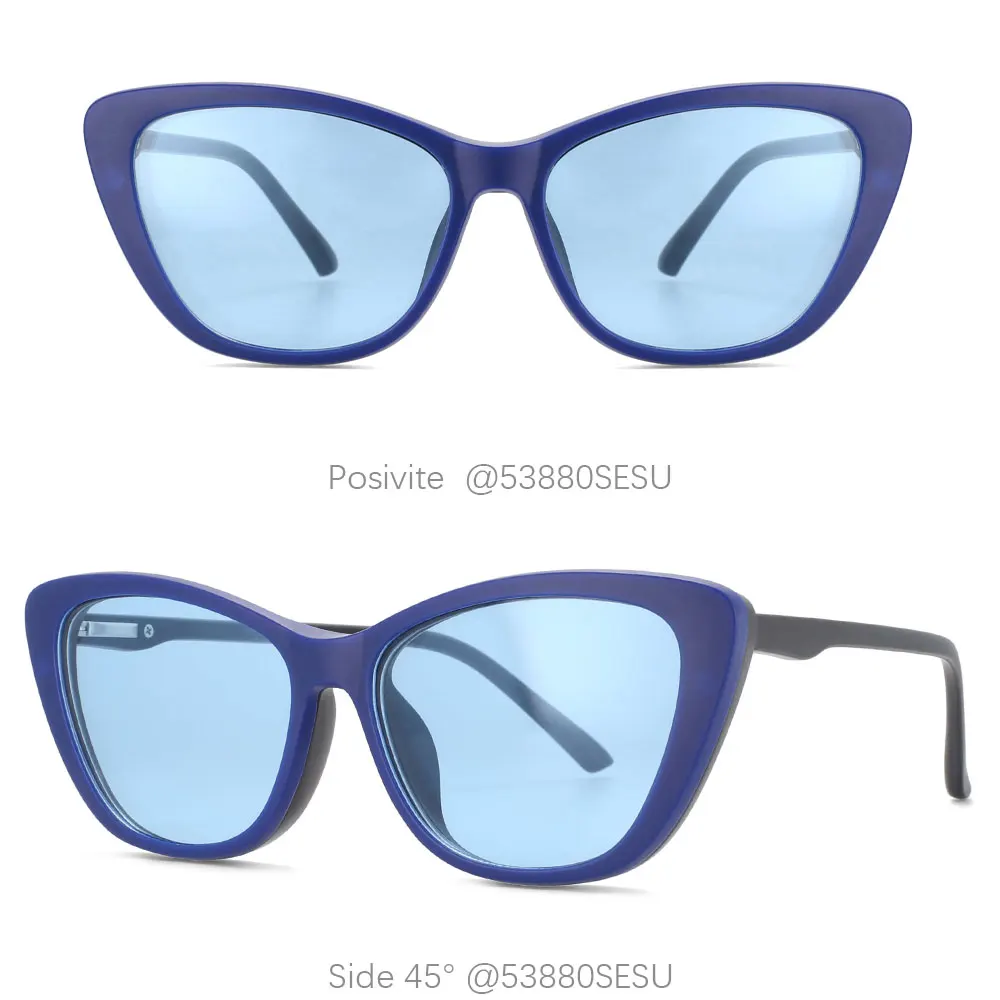 53880 Anti-Blaulicht-Brillengestelle mit 5 magnetischen Clip-Linsen und Brillentasche, polarisierte Sonnenbrille, Uv400, Vintage-Brille – Detail 10