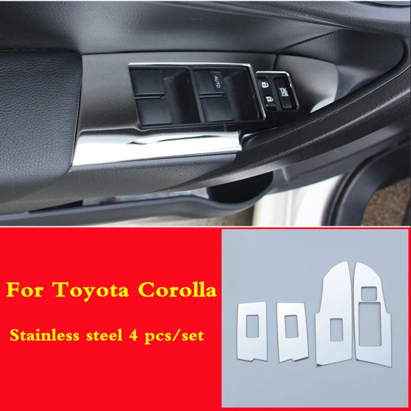 For Toyota corolla 2014 2015 2016 2017 LHD Stainless steel car accessories Door Window Lift Regulator Control Button Cover Trim