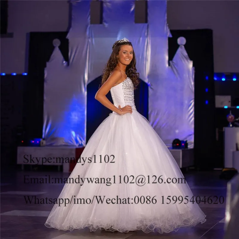 Saia destacável vestido de baile quinceanera vestidos longos 2021 brilhando beading cristal duas peças doce 16 vestido branco 15 anos