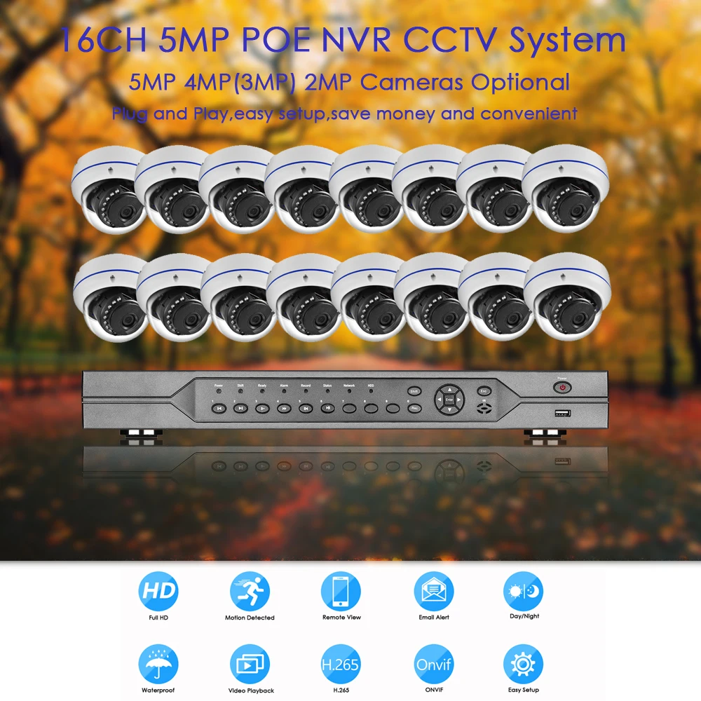 Gadinan 5MP 4MP Audio Microphone POE IP Camera P2P Video Surveillance Kit H.265+ 16CH 8MP 4K POE NVR Face Detection CCTV System