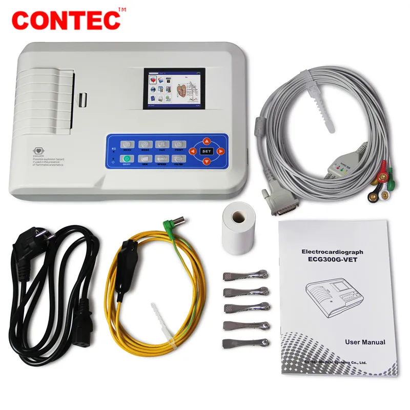 CONTEC Brand Veterinary ECG/EKG Machine Digital 3 Channel 12 leads Electrocardiograph  ECG300G VET