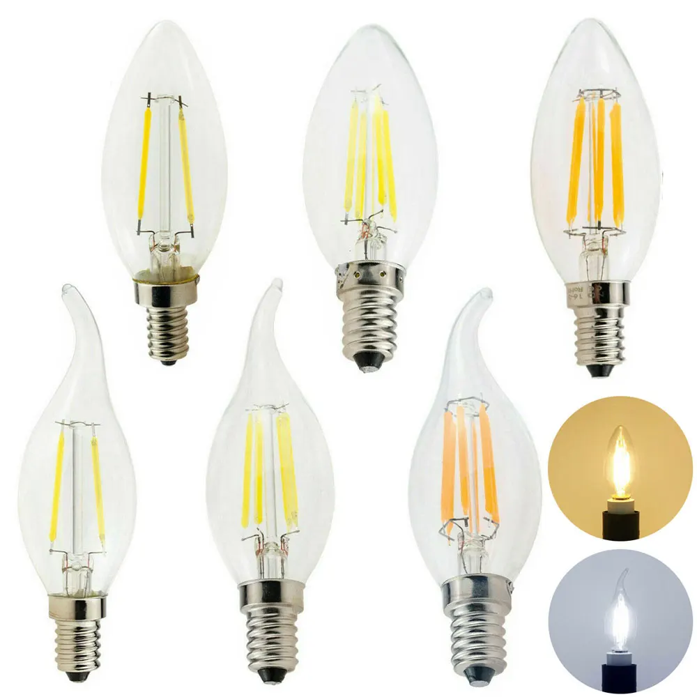 

Dimmable E14 C35 C35L 2W 4W 6W LED Bulb Edison Lamp LED Filament Candle Light Tail Shape Lampada Vintage Home Lighting