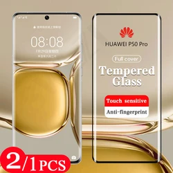 2/1Pcs Tempered Glass for Huawei P50 P40 lite E P30 P20 pro plus Phone Screen Protector Glass smartphone protective film