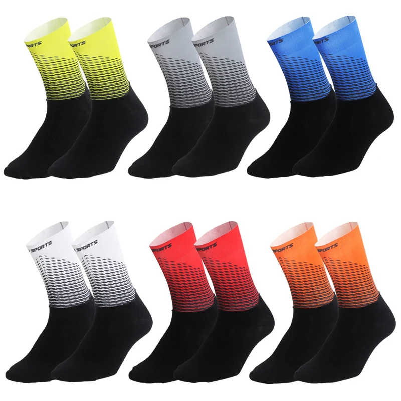 Functional Fabric Cycling Socks Compression Antislip Bike Bicycle Racing Running Breathable Sport Socks for Men and Women